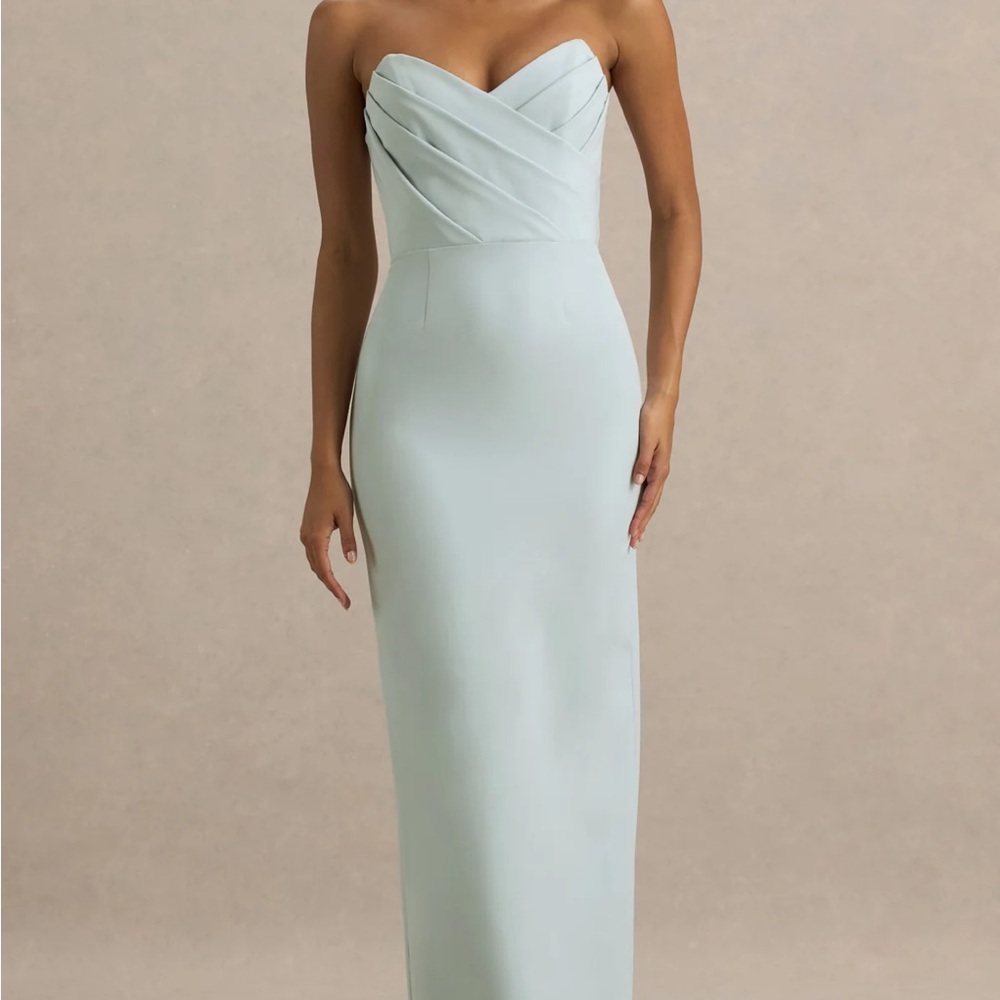 Strapless Sweetheart Column Dress in Light Seafoam